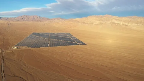 Aerial View Solar Energy Modules Farm Power Plant at Atacama Desert 스톡 동영상 113875390
