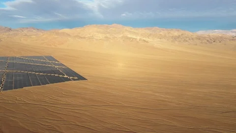 Aerial View Solar Energy Modules Farm Power Plant at Atacama Desert 스톡 동영상 113876135