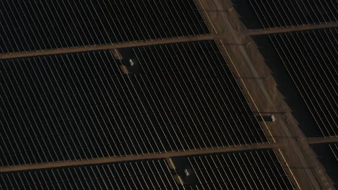 Aerial View Solar Energy Modules Farm Power Plant at Atacama Desert Stockbeeldmateriaal 113882572