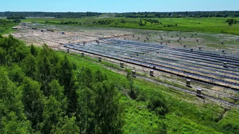 Aerial view of a solar farm in Riga, Latvia. Stock Footage 340559743