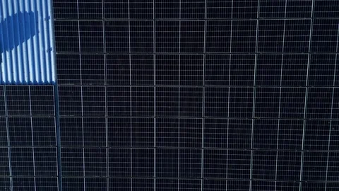 Aerial view of solar panel array, United Kingdom. Stock Footage 325984778