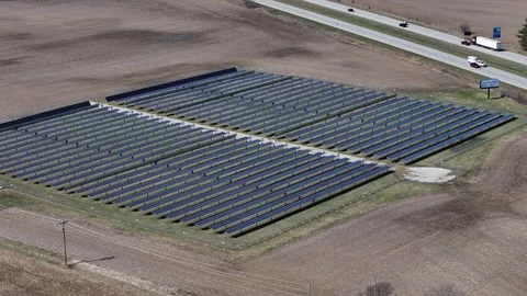 Aerial view of solar panel array, United States. Stock Footage 331138517