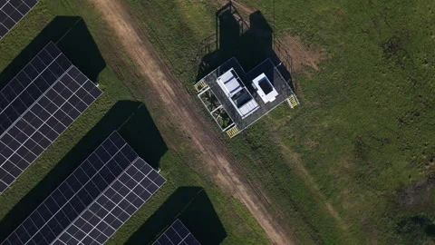 Aerial View of Solar Panel Array and Energy Facility, The Basin Melbourne Video stock 342036817