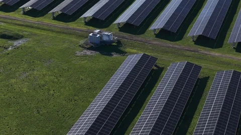 Aerial View of Solar Panel Array in The Basin, Melbourne – Renewable Energy Video stock 342047724
