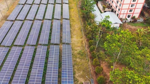 Aerial view of solar panel array in Malang, Indonesia. Stock Footage 347328593