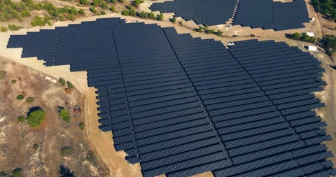 Aerial View of a Solar Panel Eco-Friendly Electricity Production Stock Footage 267066017
