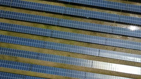 Aerial view of Solar panel farm or solar power plant. Renewable energy Stock-Footage 97797694