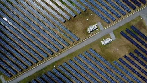Aerial view of Solar panel farm or solar power plant. Renewable energy Stock-Footage 97804765