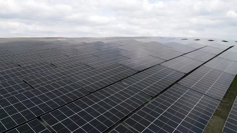 Aerial View of Solar Panel Farm for Sustainable Energy Production Stock-Footage 331304679