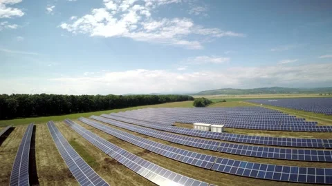 Aerial view of Solar Panel Green Electricity Systems Stock Footage 233656015