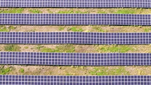 Aerial View Solar Panel Grid Array AI Green Energy Stock-Footage 337006145
