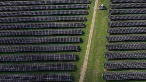 Aerial view of solar panels in The Basin, Australia. Stock Footage 344998329