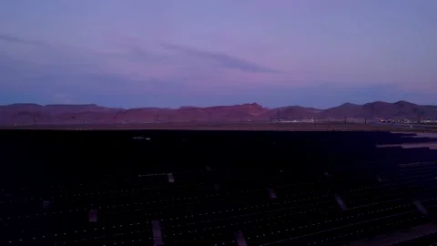 Aerial view of solar panels during sunset in Nevada state. Stock Footage 219890048