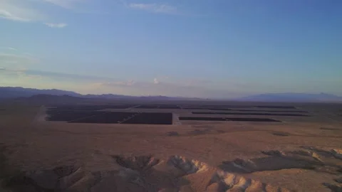 Aerial view of solar panels during sunset in Nevada state. Stock Footage 220161146
