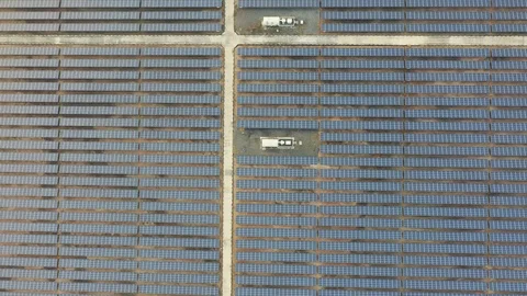 Aerial view of Solar Panels Farm. Alternative energy, clean energy. 4k resolutio Stock Footage 100657113
