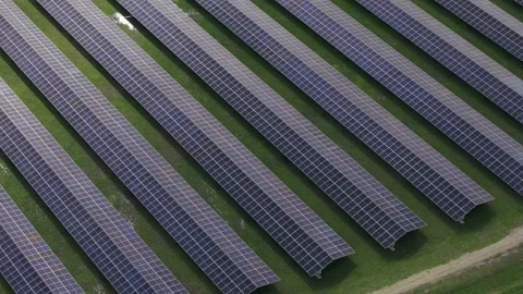 Aerial view of solar panels in a field, Australia. Stock Footage 344998315