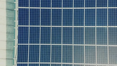 Aerial view of solar panels installed on the roof of a building Stock Footage 246064563