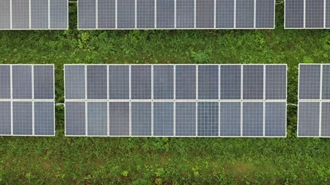 Aerial view Solar panels or Solar cells energy for Electric power in Asia. Stock Footage 229776005