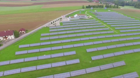 Aerial View Solar Panels Producing Energy Stock Footage 56648552