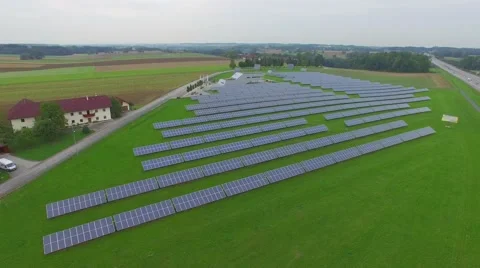 Aerial View Solar Panels Producing Energy Stock Footage 56648591