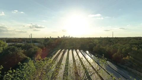 Aerial View Solar Panels Producing Energy Austin Texas Stock Footage 94555128