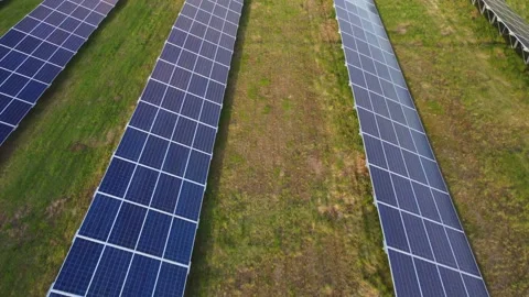 Aerial View Solar Panels Producing Energy Stock Footage 154573908
