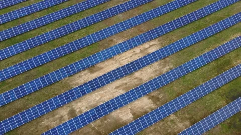 Aerial View Solar Panels Producing Energy Stock Footage 154573987