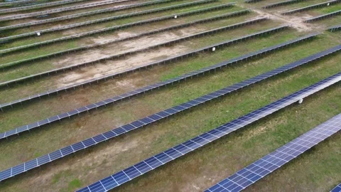 Aerial View Solar Panels Producing Energy Stock Footage 154573992