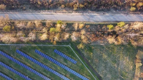 Aerial View Solar Panels Producing Energy Видео 154574121
