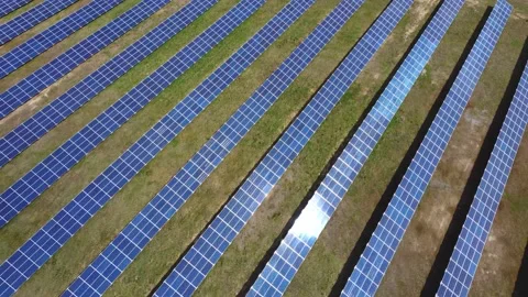 Aerial View Solar Panels Producing Energy Stock Footage 154574672