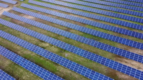 Aerial View Solar Panels Producing Energy Stock Footage 154574850