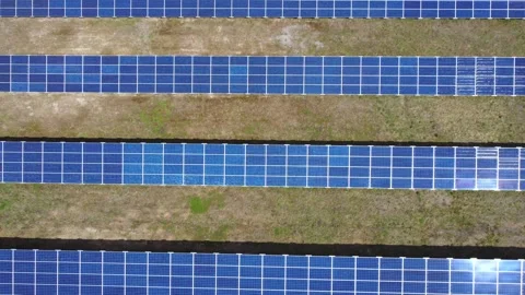 Aerial View Solar Panels Producing Energy Stock Footage 154574871