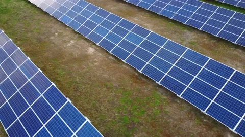 Aerial View Solar Panels Producing Energy Stock Footage 154574920