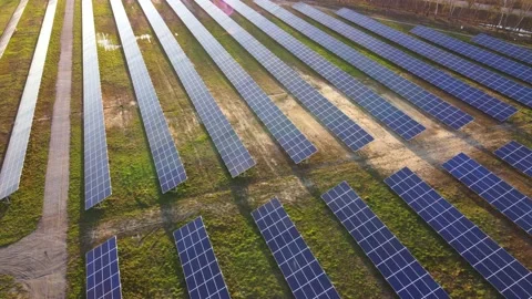 Aerial View Solar Panels Producing Energy Stock Footage 154574954