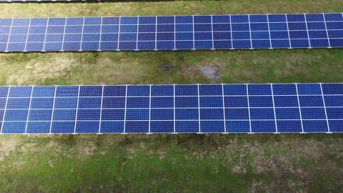 Aerial View Solar Panels Producing Energy Stock Footage 154575220
