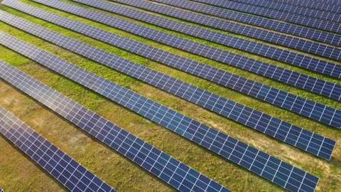 Aerial View Solar Panels Producing Energy Stock Footage 154575231