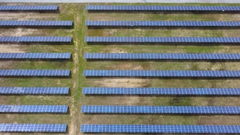 Aerial View Solar Panels Producing Energy Stock Footage 154575264