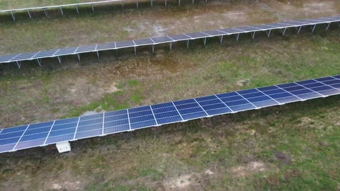 Aerial View Solar Panels Producing Energy Stock Footage 154575736