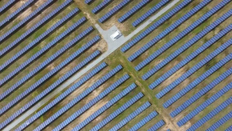 Aerial View Solar Panels Producing Energy Stock Footage 154575751