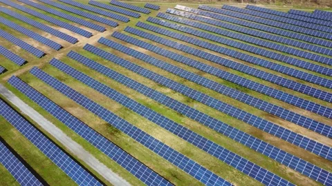 Aerial View Solar Panels Producing Energy Stock Footage 154575776