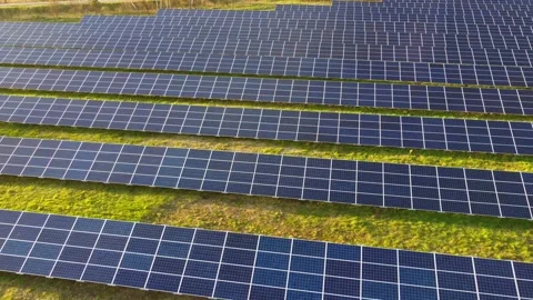 Aerial View Solar Panels Producing Energy Stock Footage 154576185