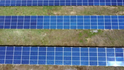Aerial View Solar Panels Producing Energy Stock Footage 154576346