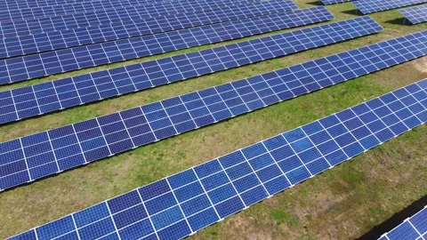 Aerial View Solar Panels Producing Energy Stock Footage 154576365