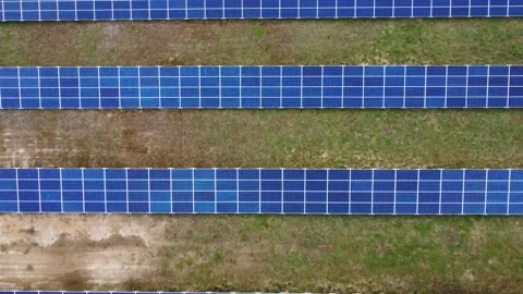 Aerial View Solar Panels Producing Energy Stock Footage 154576379