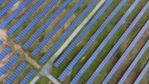 Aerial View Solar Panels Producing Energy Stock Footage 154580482