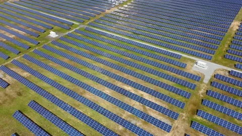 Aerial View Solar Panels Producing Energy Stock Footage 154580538