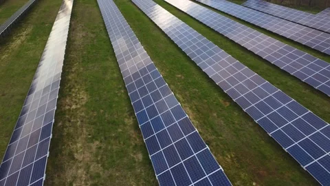 Aerial View Solar Panels Producing Energy Stock Footage 154580560