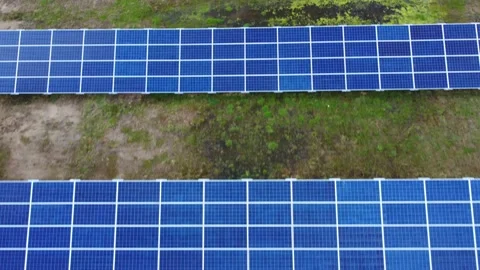 Aerial View Solar Panels Producing Energy Stock Footage 154580567