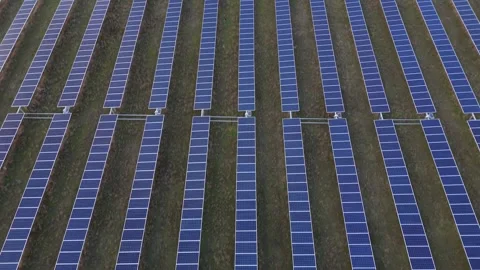 Aerial View of Solar Panels, Renewable Energy Stock Footage 324760421