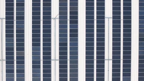 Aerial view of solar panels on a rooftop in Jakarta, Indonesia. Stock Footage 340336819